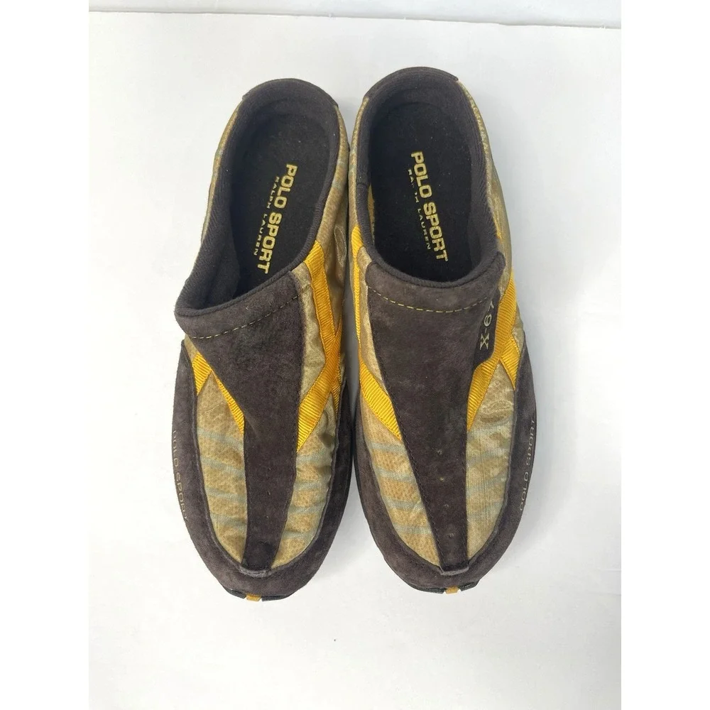 Y2K Vintage Ralph Lauren Polo Sport Mule Slip On Sneaker X-67 Brown Size 7‎
